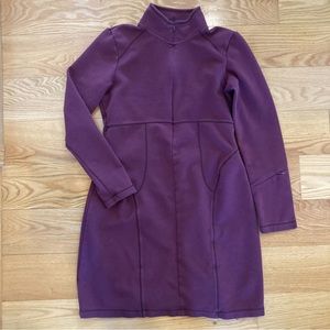 Athleta Cassidy Scuba Zip Front Ponte Knit Long Sleeve Dress womens medium